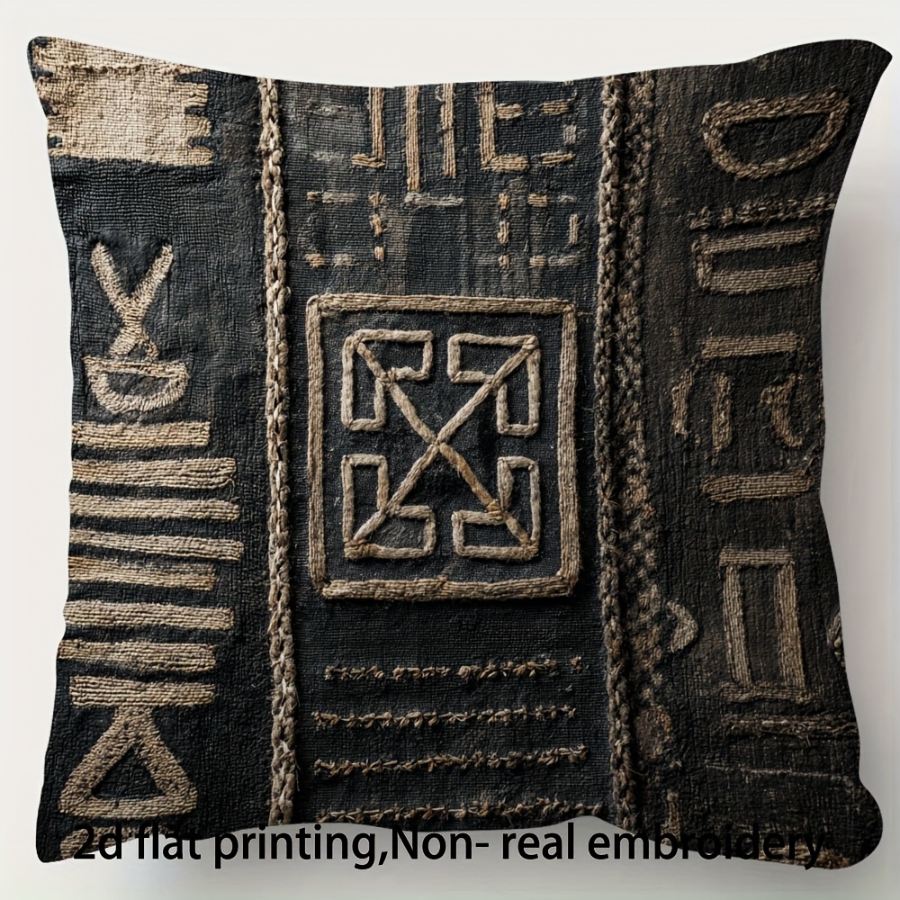 TEMU 2d Flat - This Is A 2d Flat Print Decorative Pillowcase Featuring Non-real Embroidery. It Comes As A Single Piece, Double-sided, Made Of Short