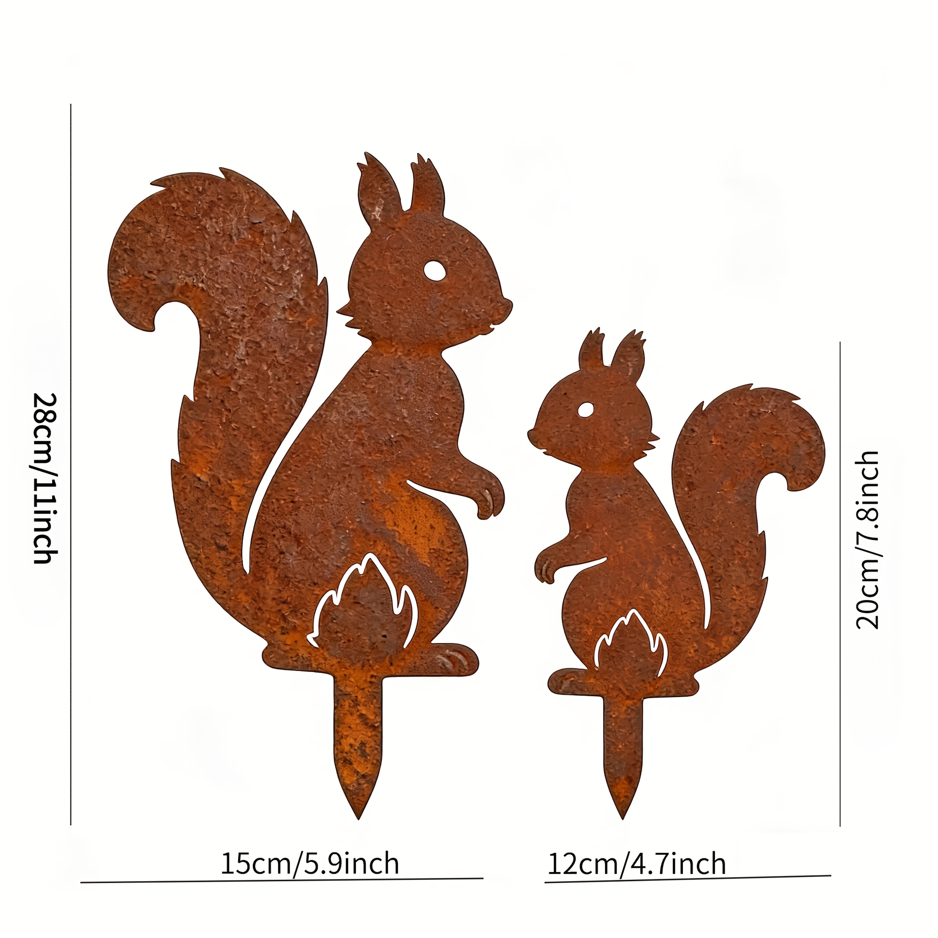 TEMU 2d Flat, [2d Flat] 2d Flat Garden Decor Acrylic Ground Stakes, 2 Squirrel Decorative Ground Stakes, Plastic Rust-colored Squirrel Ground Stakes,