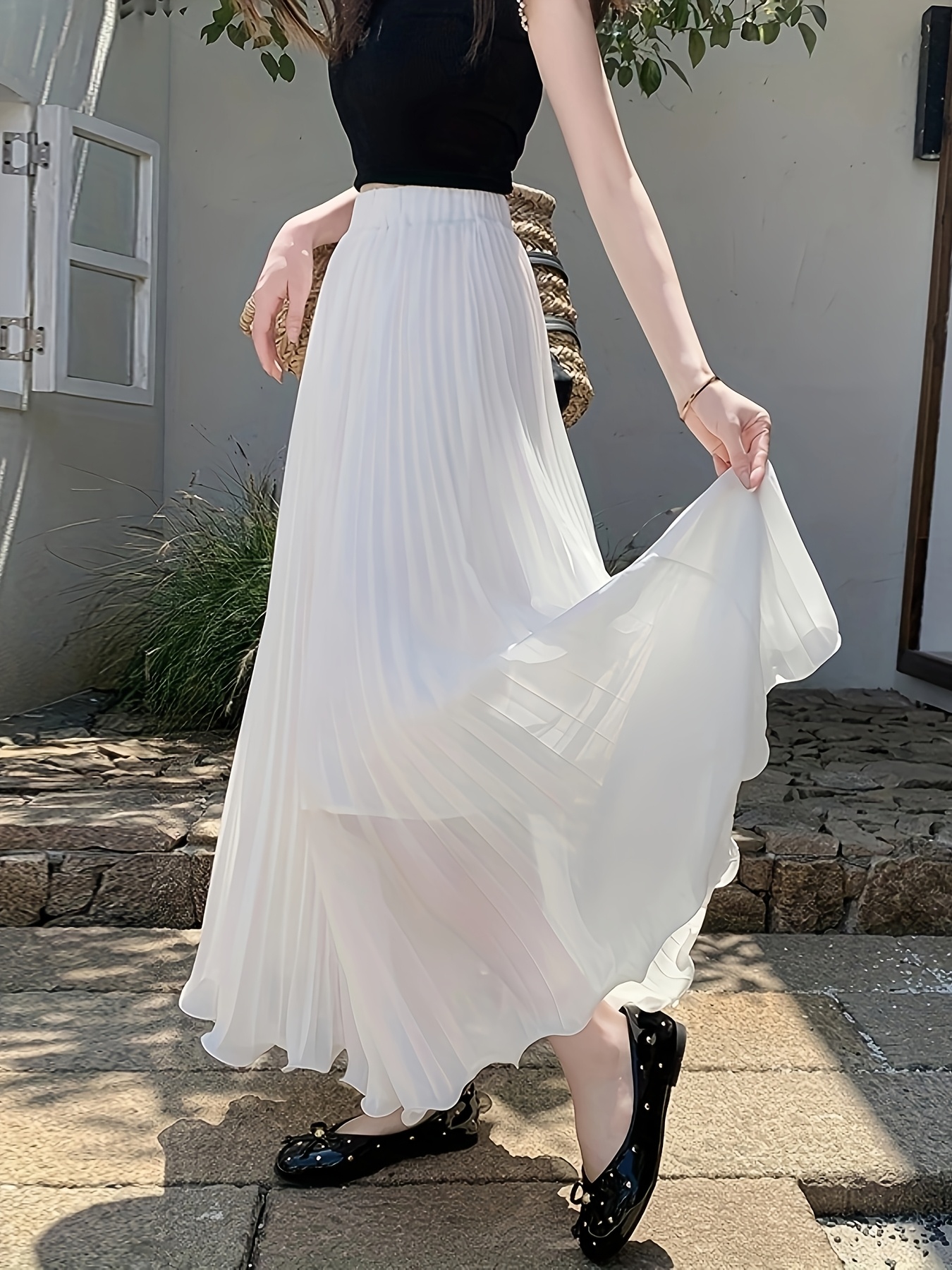 women's elegant chiffon midi skirt high elastic waist Temu Mauritius