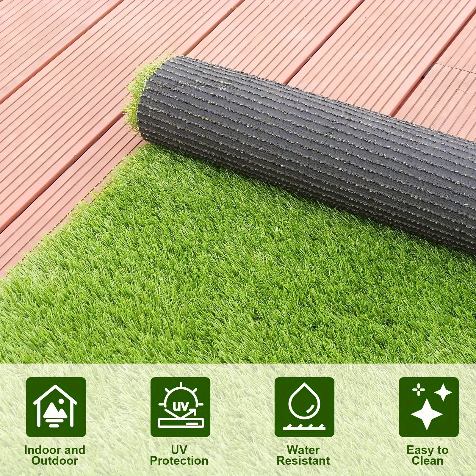 

1.38 Inch Artificial Grass Turf Rug Fake Grass Carpet Indoor Outdoor Use, Realistic Astro Turf With Drainage Holes, Easy To Install Synthetic Lawn For Patio, Balcony, Deck, Pool Etc.