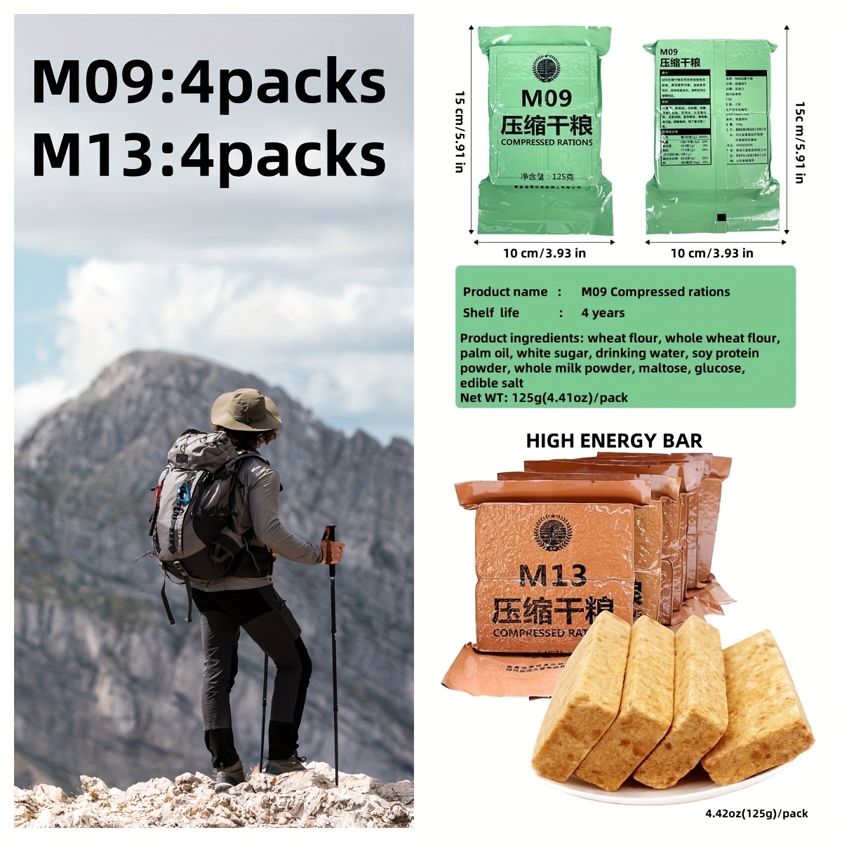 Bolsas/10 Bolsas (M09/M13) Suministro de Alimentos de Emergencia, Kit de  Preparación para del de Emergencia, Sum