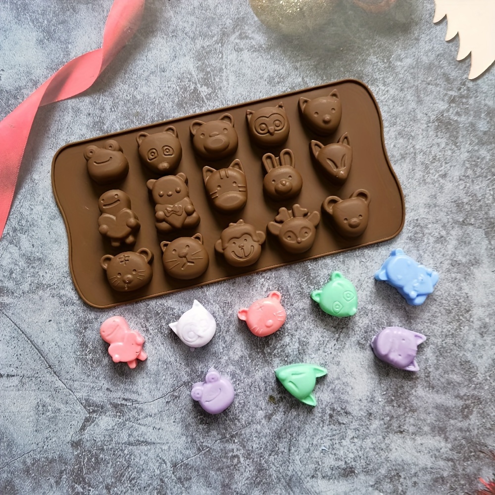 

1pc 15-cavity Animal Silicone Mold For Chocolate, Candy, , Jelly & Pudding - Bpa-free Kitchen Baking Tool