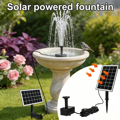 Split Solar Fountain, Bird Bath Circulating Water Pump, Outdoor Pond Pump, Split Solar Automatic Water Sprayer, Indoor And Outdoor Freestanding Fountain, 3.5W, with 3-Meter Extension Cable, Supports Free Landscaping, IPX8