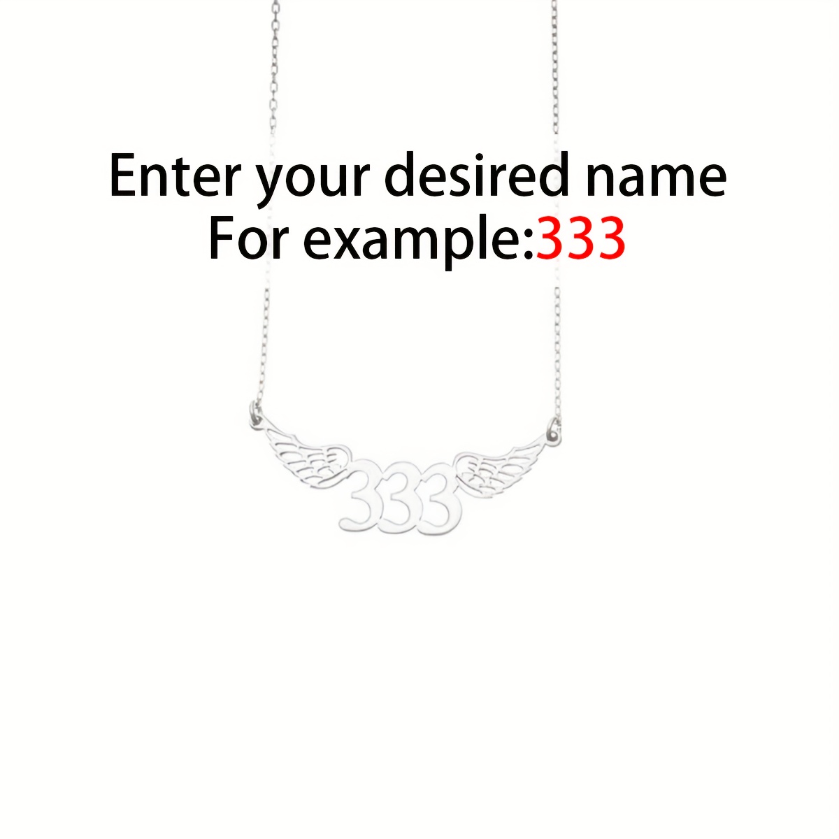 Personalized Angel Wings Digital Necklace, Custom Lucky Number Pendant