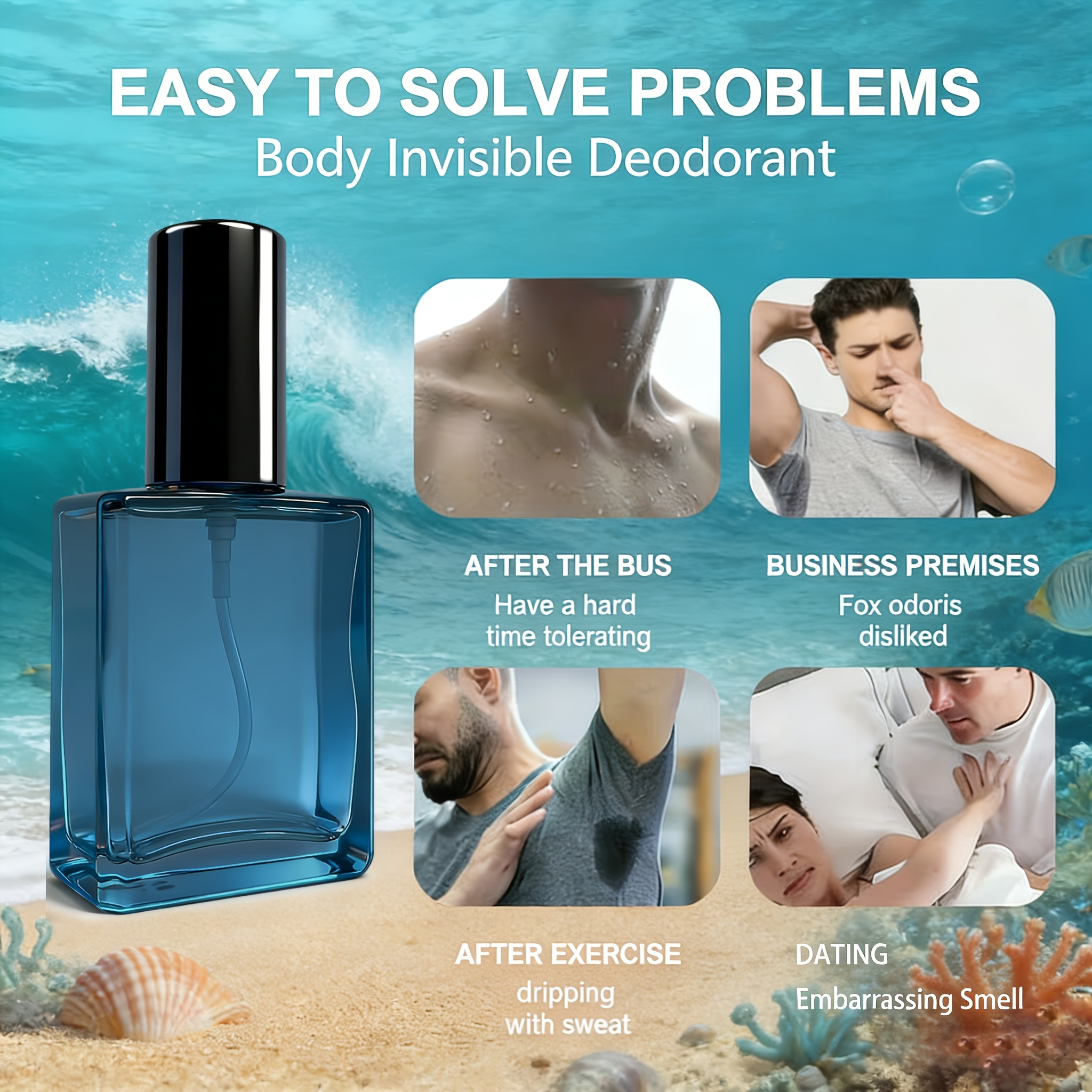 Cool Cool Ocean And Citrus Men Refreshing Spray, Men Deodorant Spray, Underarm Care, Sea Salt Freshness, Unpleasant Odor, Lasts for 48 Hours, Essential for Dates, Displays Personal Charm, Festival Gift, Travel Portable