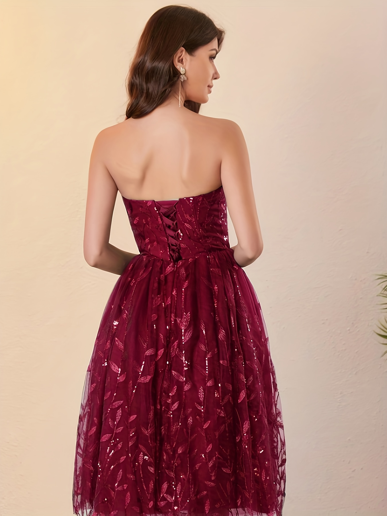 womens evening gowns fashionable elegant wine red halter - Temu Bahrain