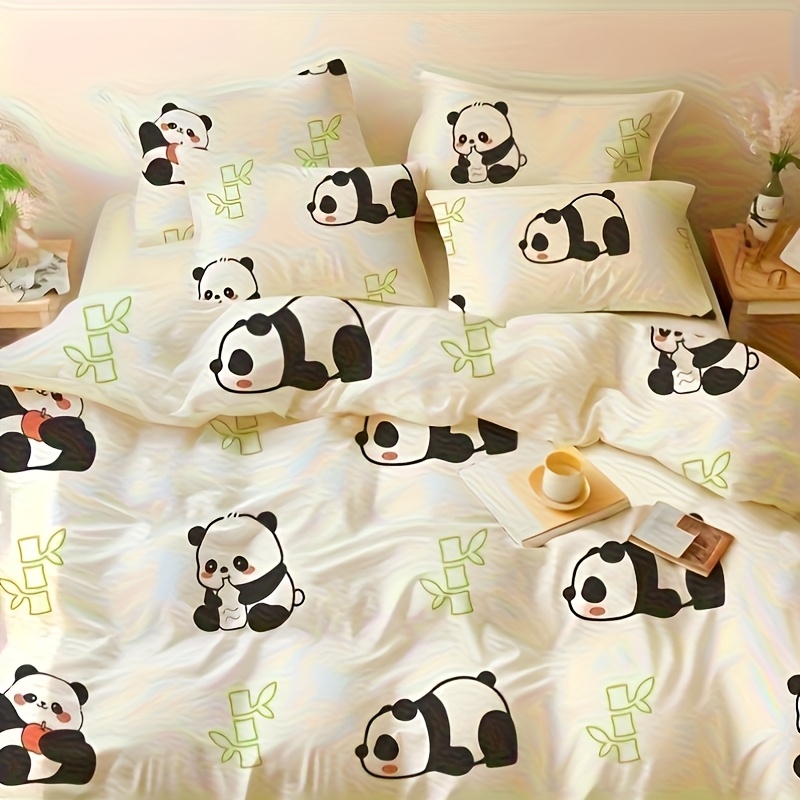 disposable panda pattern double bed sheet pillowcase set Temu Kuwait
