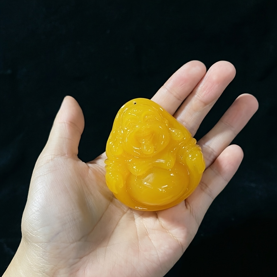Maitreya Pendant in Natural Chicken Fat Yellow Amber, Unisex
