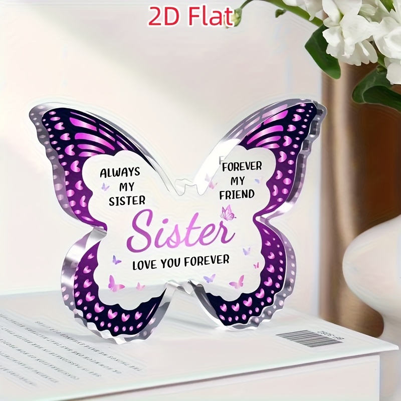 TEMU 2d Flat, Exquisite -shaped Acrylic Plaque Keepsake - Beautiful Desktop Ornament, Festive Gift Idea For Sister On Birthday, New Year, Christmas -
