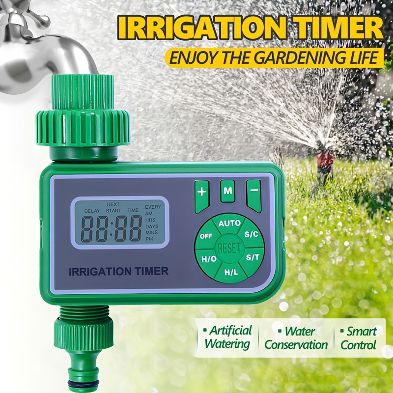 TEMU Controlador de riego automático digital programable, temporizador para manguera de jardín con función de retraso por lluvia, de riego por