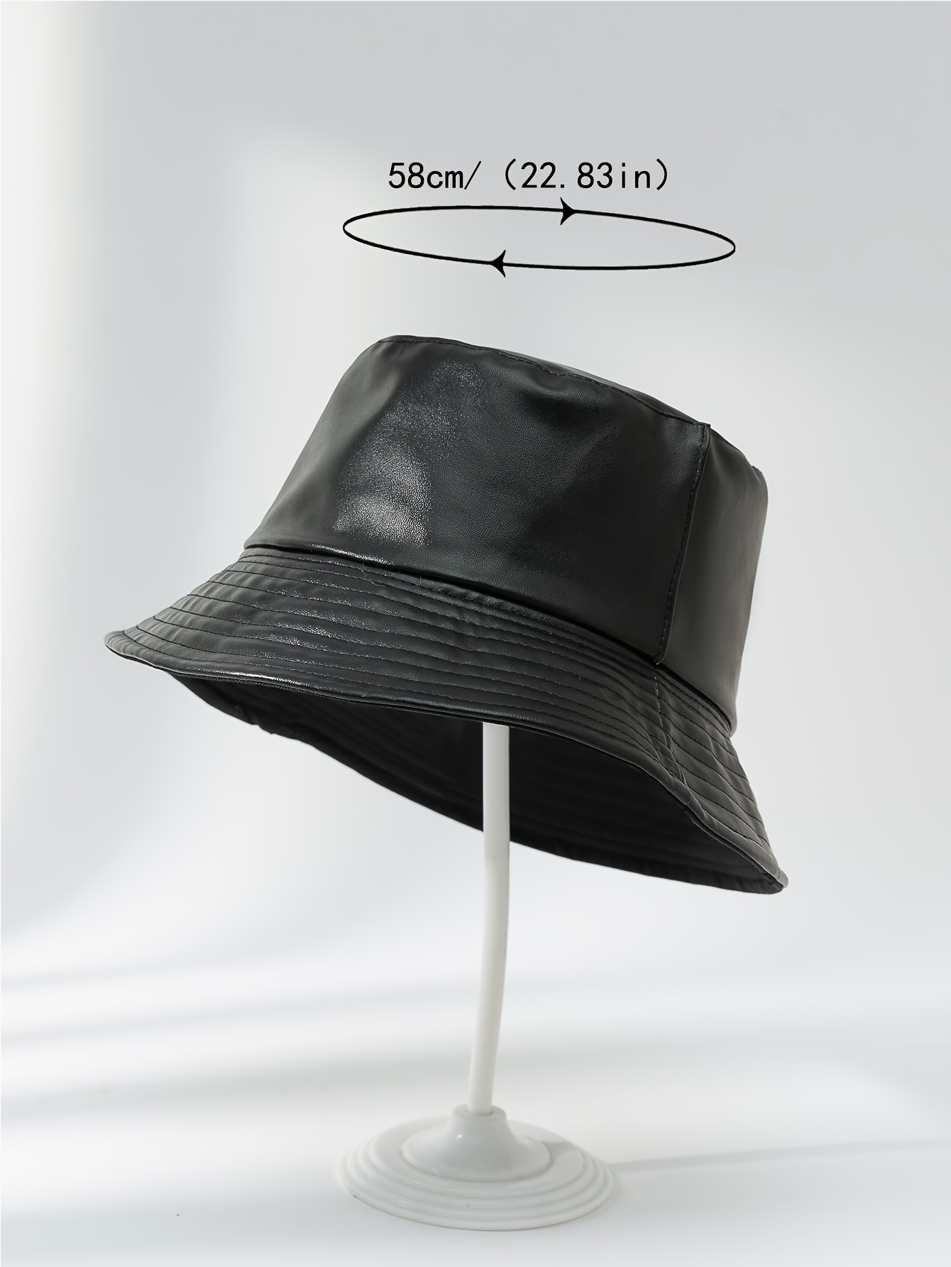 1pc faux leather fisherman hat men women faux leather - Temu display picture 1