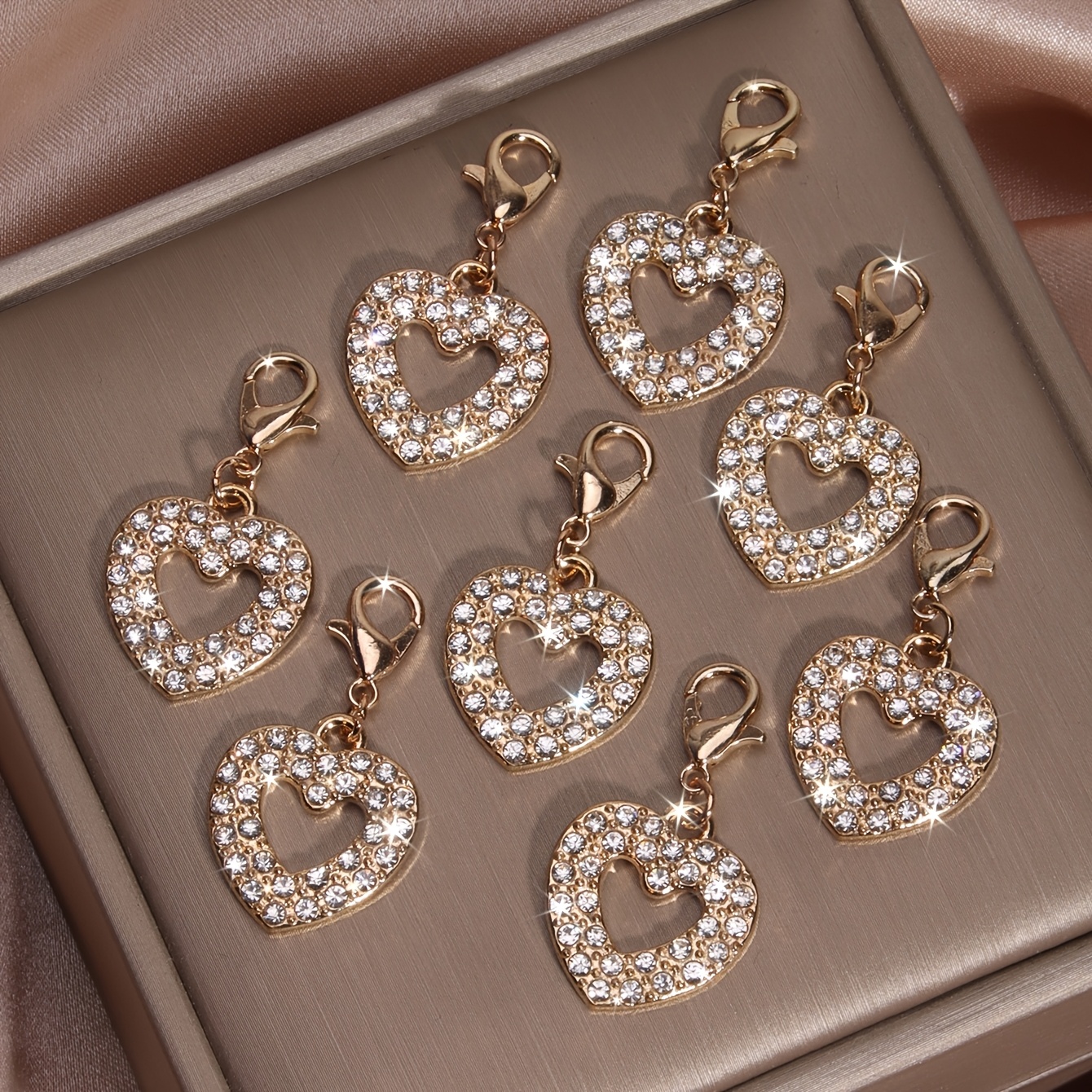 TEMU 8pcs Set Elegant -cut Hollow Heart-shaped Cute Casual Alloy Full Jewelry, Suitable For Parties And , Halloween Accessories, Teacher's Day