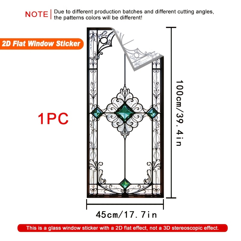 TEMU 1 pièce - Film adhésif PVC pour vitre avec motif en verre décoratif 2D, 45x100 cm. Décoration réutilisable et amovible pour salle de bain,