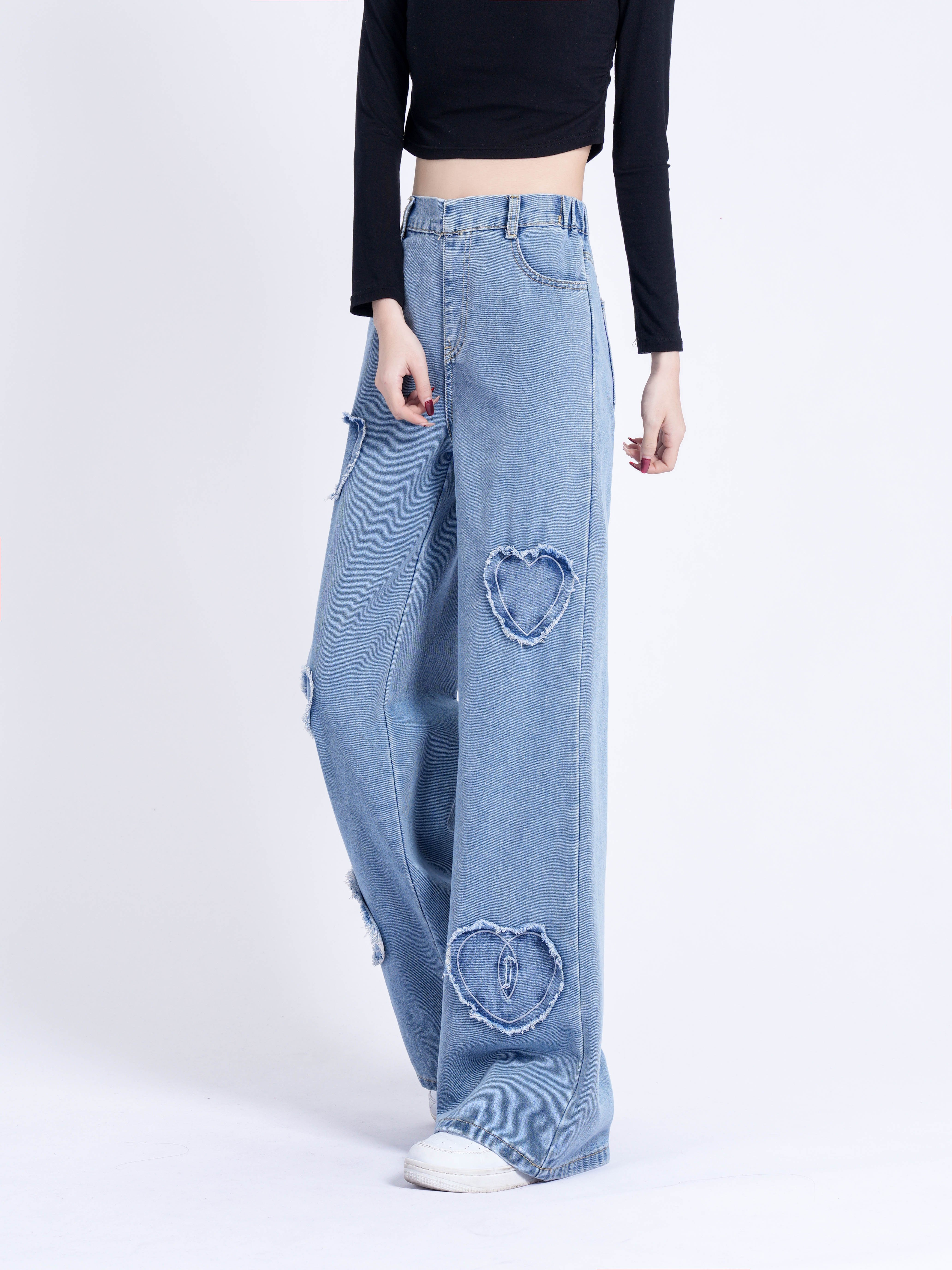  Baggy Jeans For Women Heart Pants Y2k Jeans Baggy