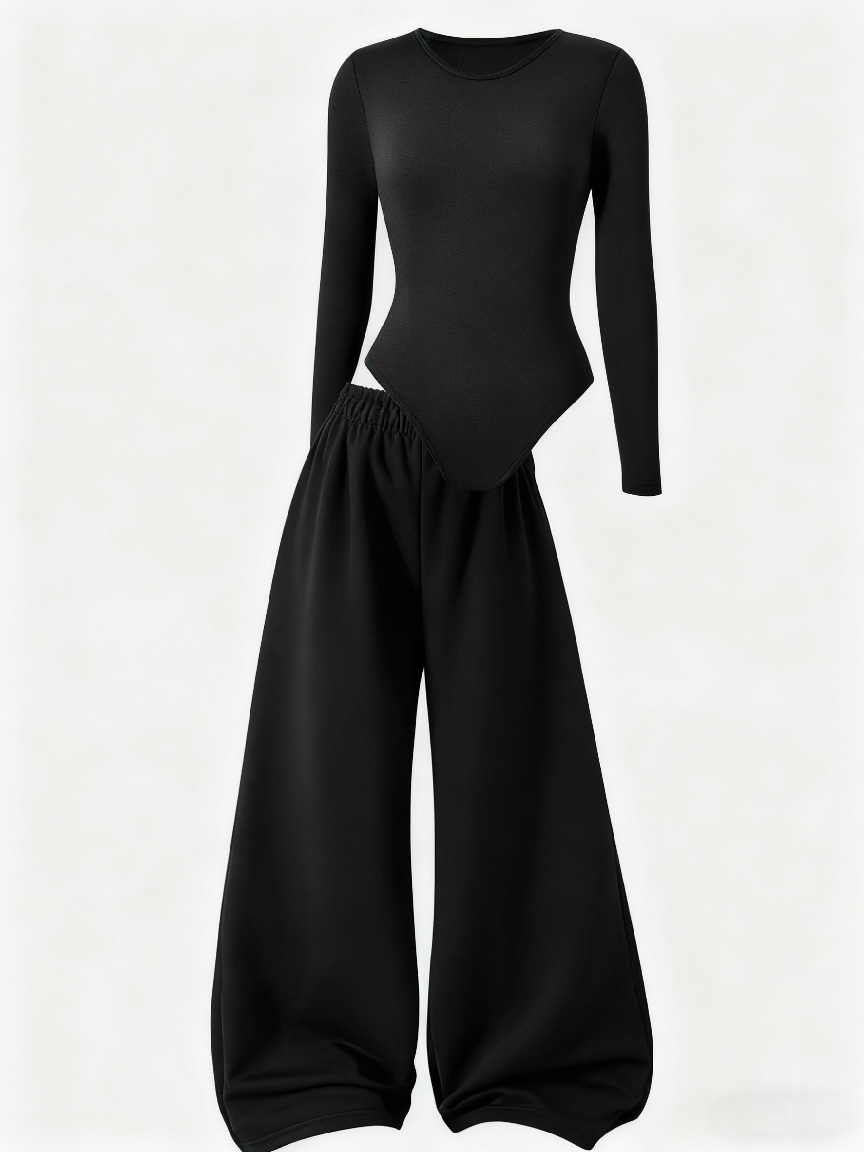 2pcs set dark themed designer jumpsuit top loose thin wide leg long pants for older girls spring summer   fashionable casual   outdoor