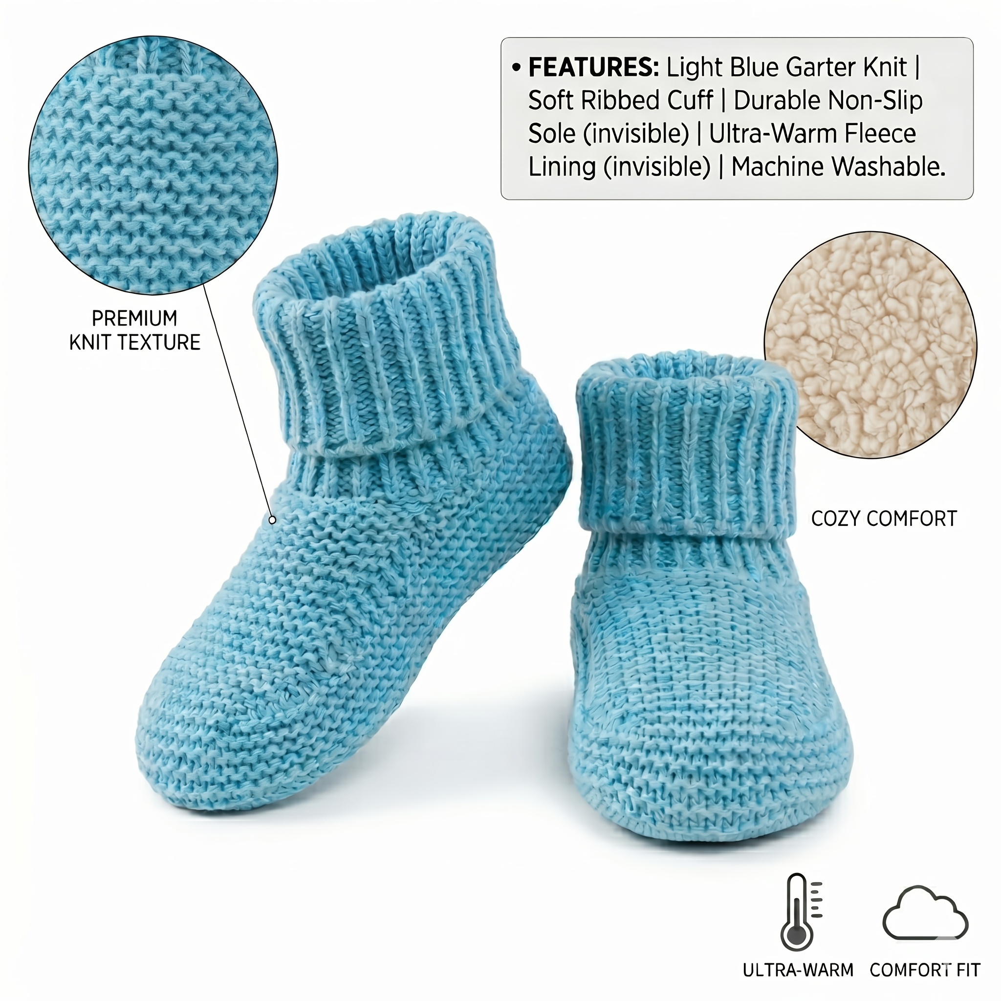 TEMU 1 paire de chaussettes et bottes d'intérieur épaisses, chaussures de sol antidérapantes et chaudes
