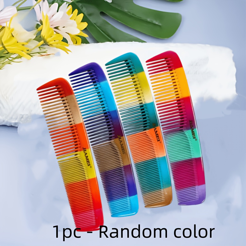 Image of 1. Rainbow Spray Paint Hairbrush - Double-sided, Suitable For Thick And Fine , Made Of Durable Abs Plastic - Colors Are Random
