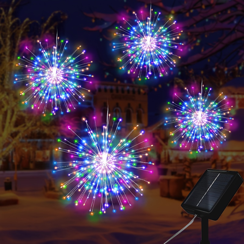 E-shop 4er-Set Solarbetriebene -Lichter, Hängende LED Sternenlichter, 8 , für Weihnachtsfeiern, Hochzeiten, Gärten, Valentinstagsdekorationen [Warmes