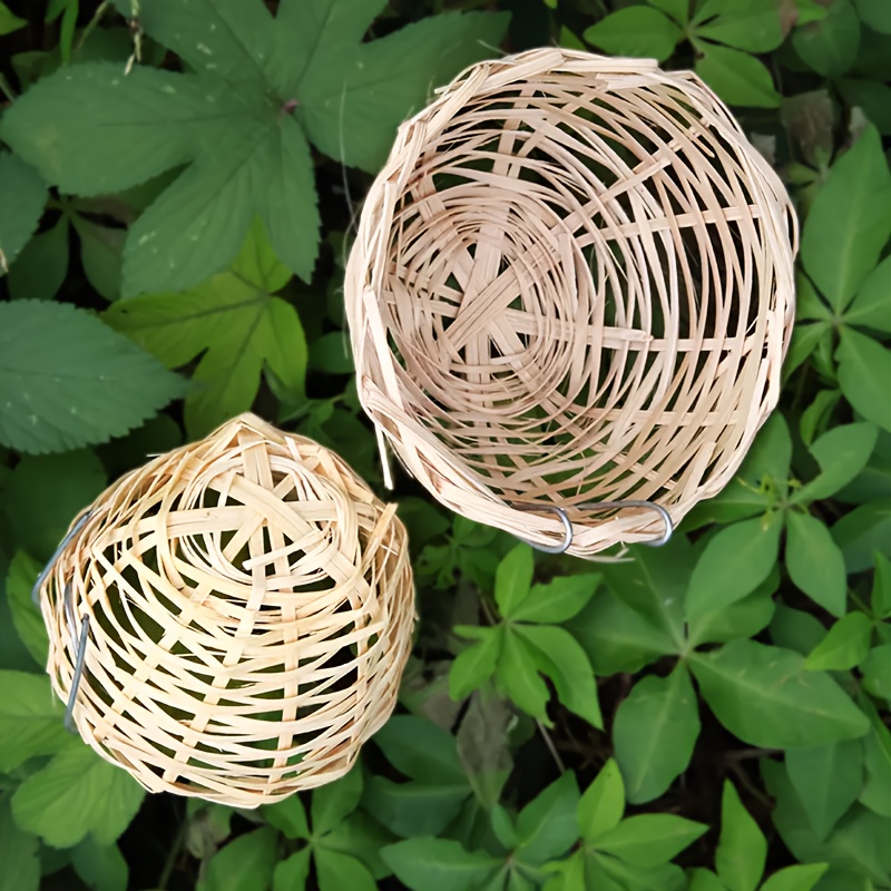 Bambus-Vogelnest mit *  Handgeflochtenes Holz-Zubehr fr kleine * &  Papageienkfige, Langlebiges Vogelhaus fr Freilandvolieren, Nistplatz fr  Wild* (Kompatibel mit vielen Kfigtypen)