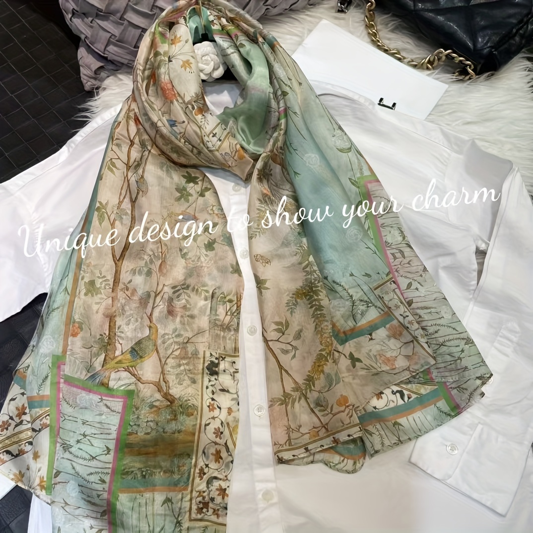 Image of Elegant 100% , Breathable & Warm Decorative Long Shawl, Fashionable Accessory With Printed Design, Hand Washable - No Feathers, Decorative Accessory | Elegant Design | Silk