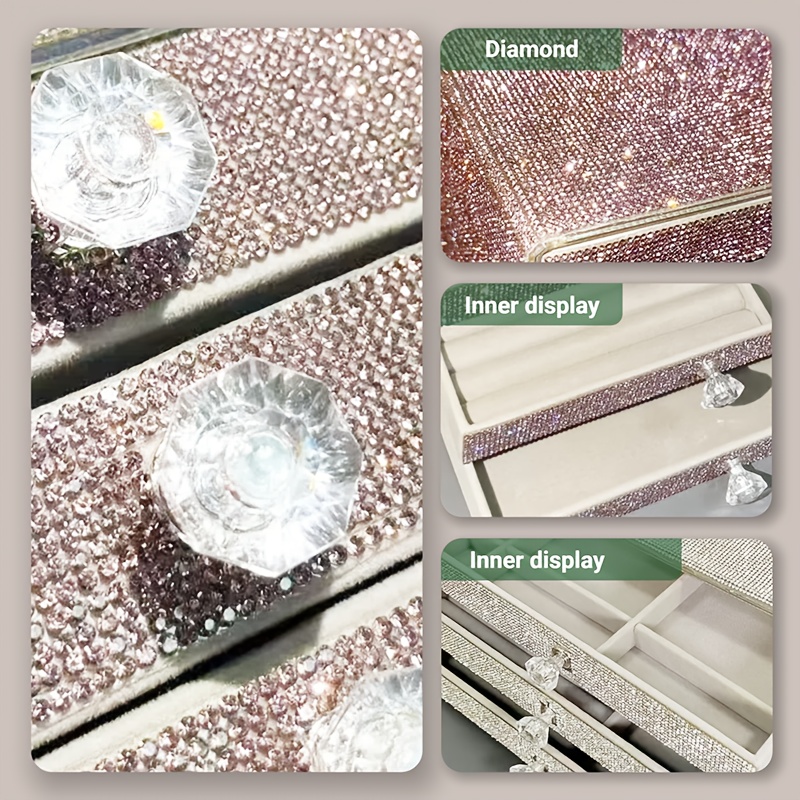 a jewelry box with three drawers filled with rhinestones     colors   beauty enthusiasts jewelry boxes Product details 7