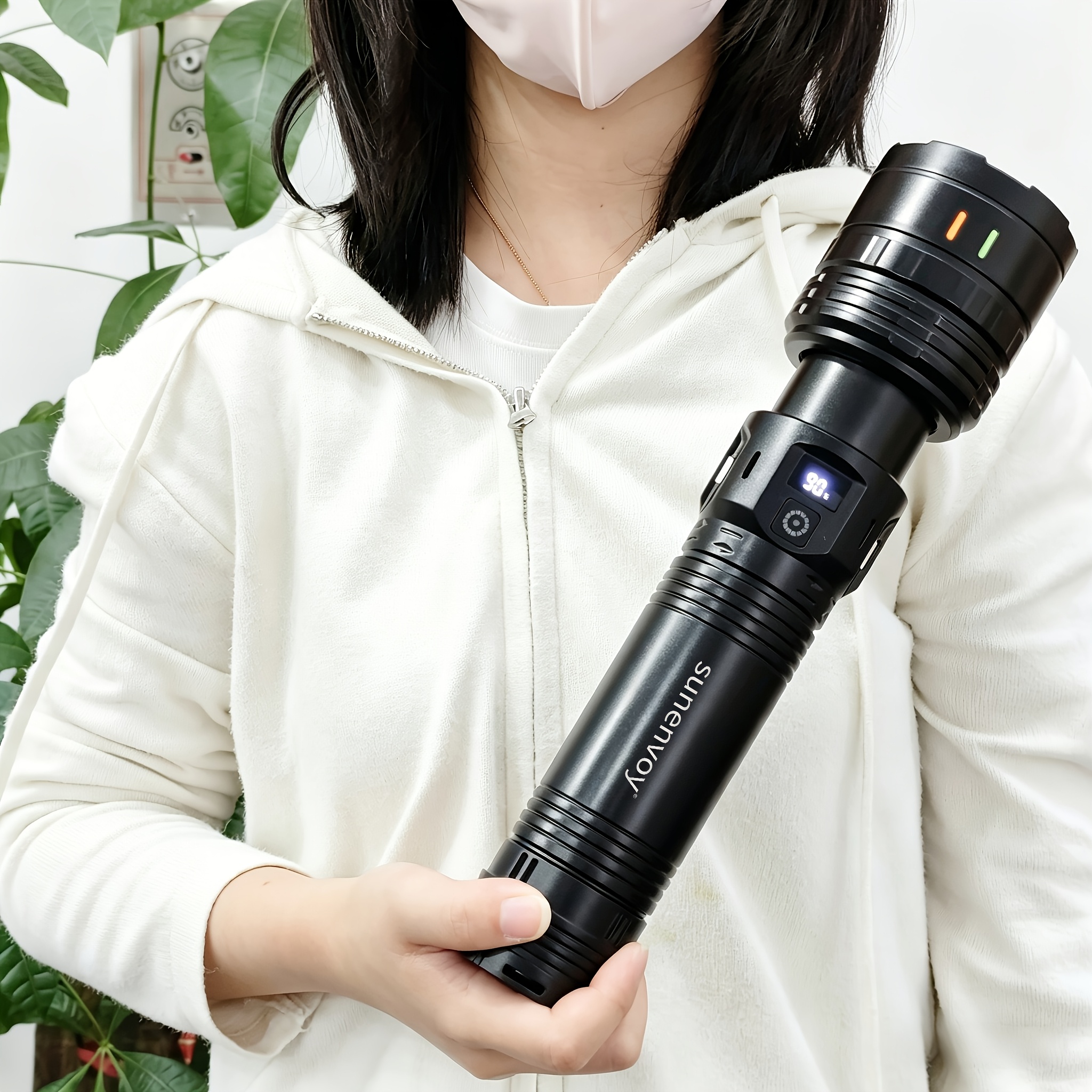TEMU Lampe de poche LED rechargeable ultra lumineuse - IP65, batterie grande capacité, projecteur longue portée, 4 modes d'éclairage, équipée d'une