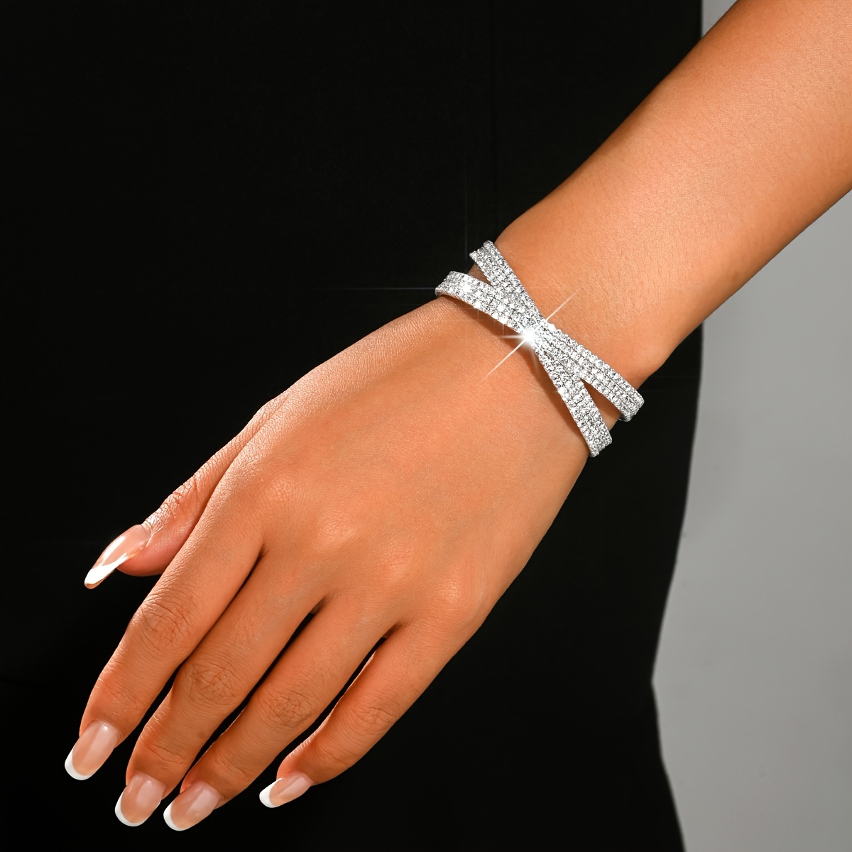 Women's Multi-Layer Cross-Open Bangle, X-Shaped Bracelet