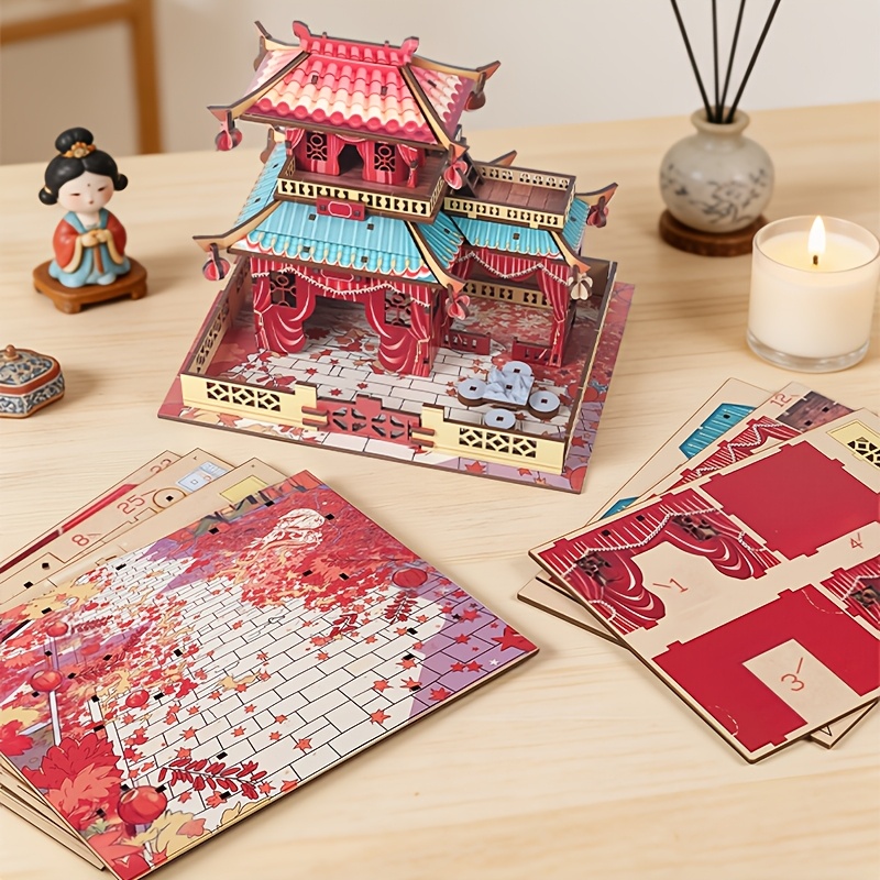 3D Wooden China-Chic Vintage-Style Pavilion Model Kit