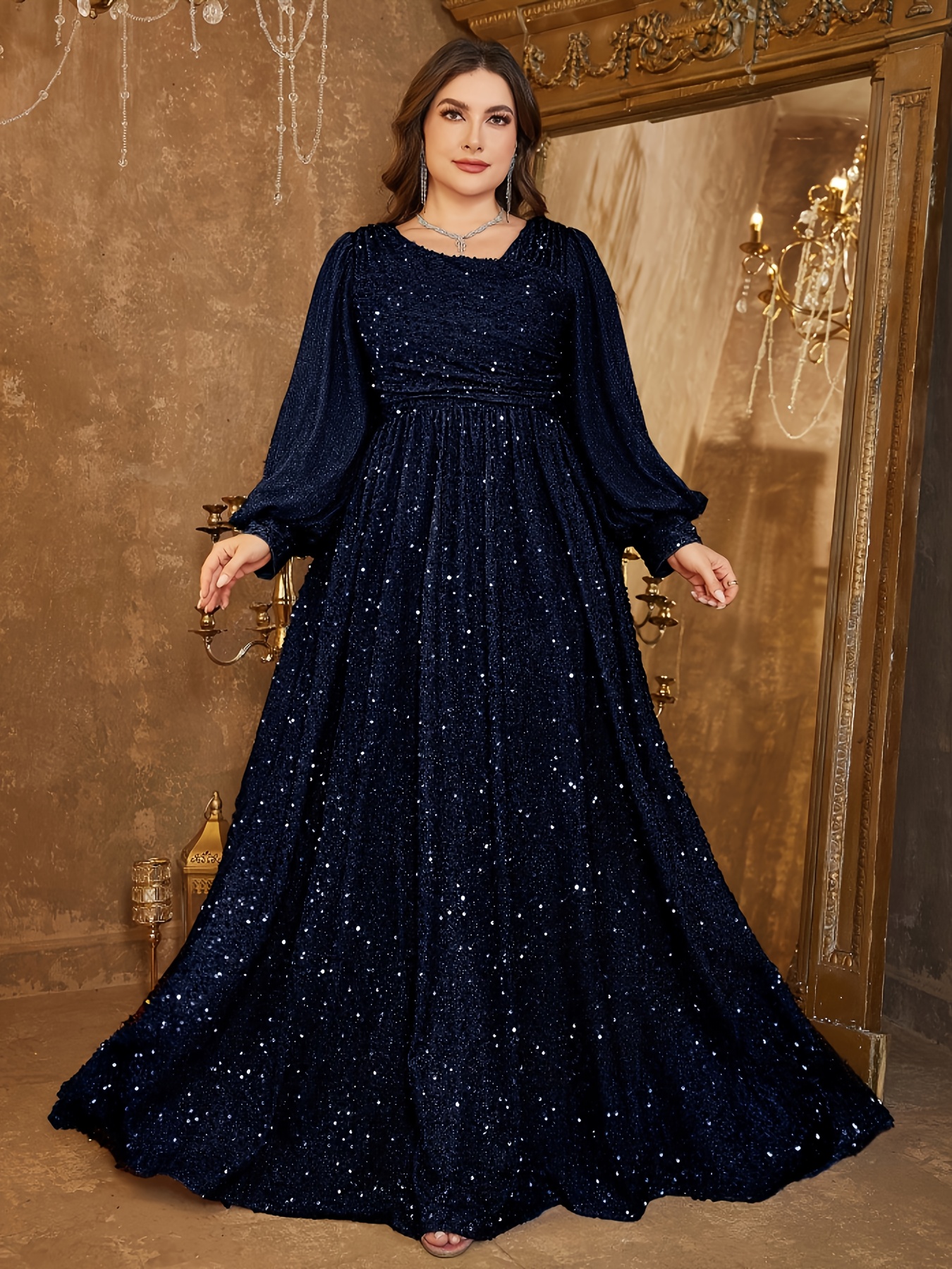plus size plus size vintage court style sequin lantern - Temu Mauritius