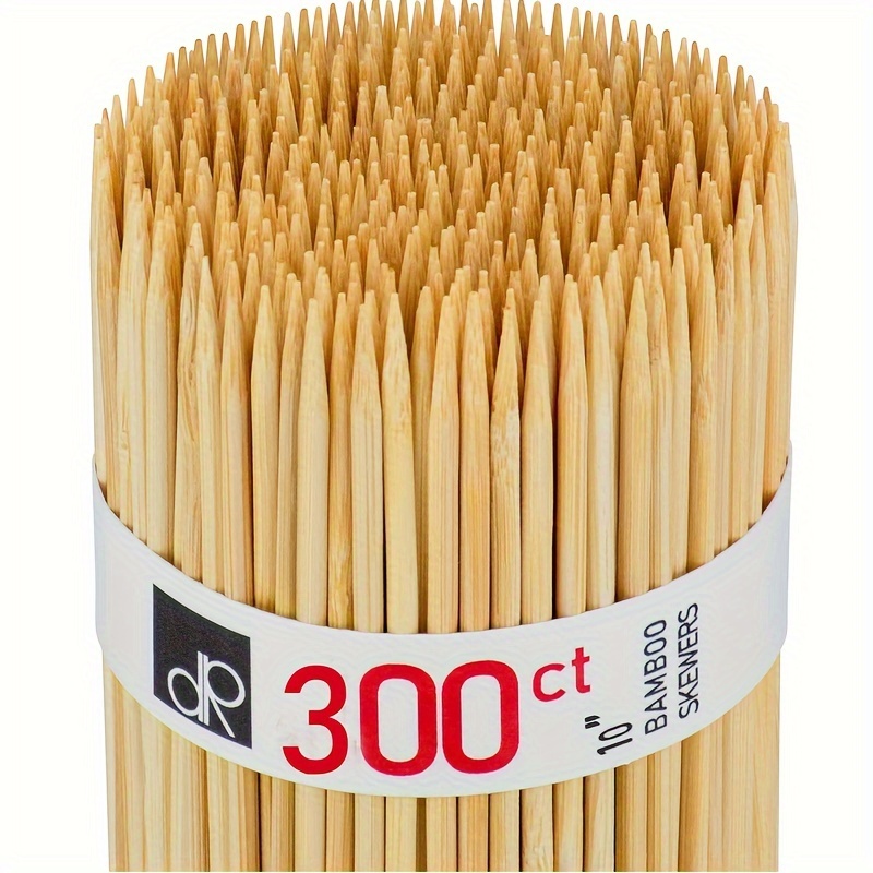 TEMU 10" Natural Bamboo Skewers Sticks, 300 Wood Skewers For Grilling, Bbq, , Appetizers, Fruits, Smores, Cocktail, , Fondue Sticks, Barbeque, Diy