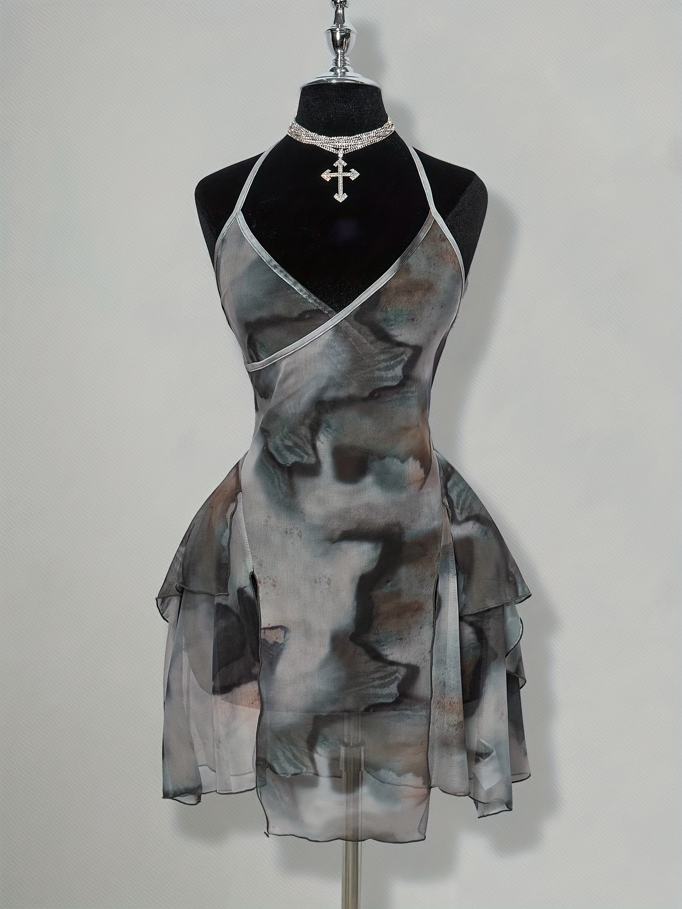 strapless open back dress Sweet Jane Gunmetal Shimmer Long Sleeved Plus Size Mini Party Dress main image 0