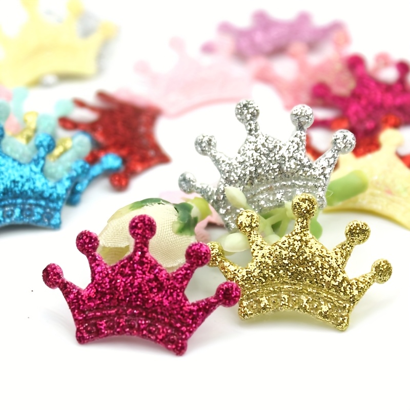 60pcs 2*3cm Multicolor Glitter Cute Little Crown Stickers For Diy Crafts, Headwear, Clothing, Shoes, And Hat Decorations