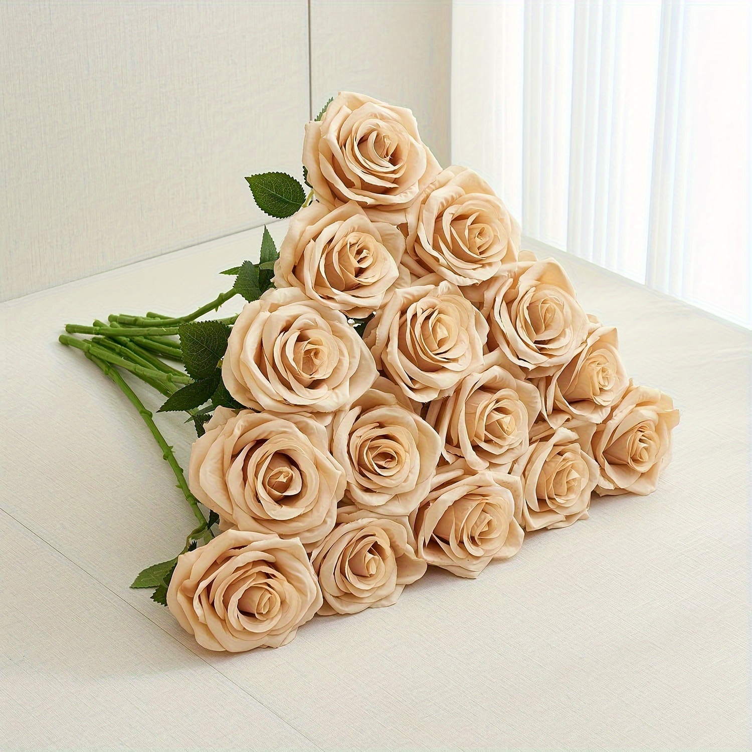 

6pcs Artificial Roses With Long Stems - Silk Faux Flowers For Wedding Bouquets, Centerpieces & Home Decor