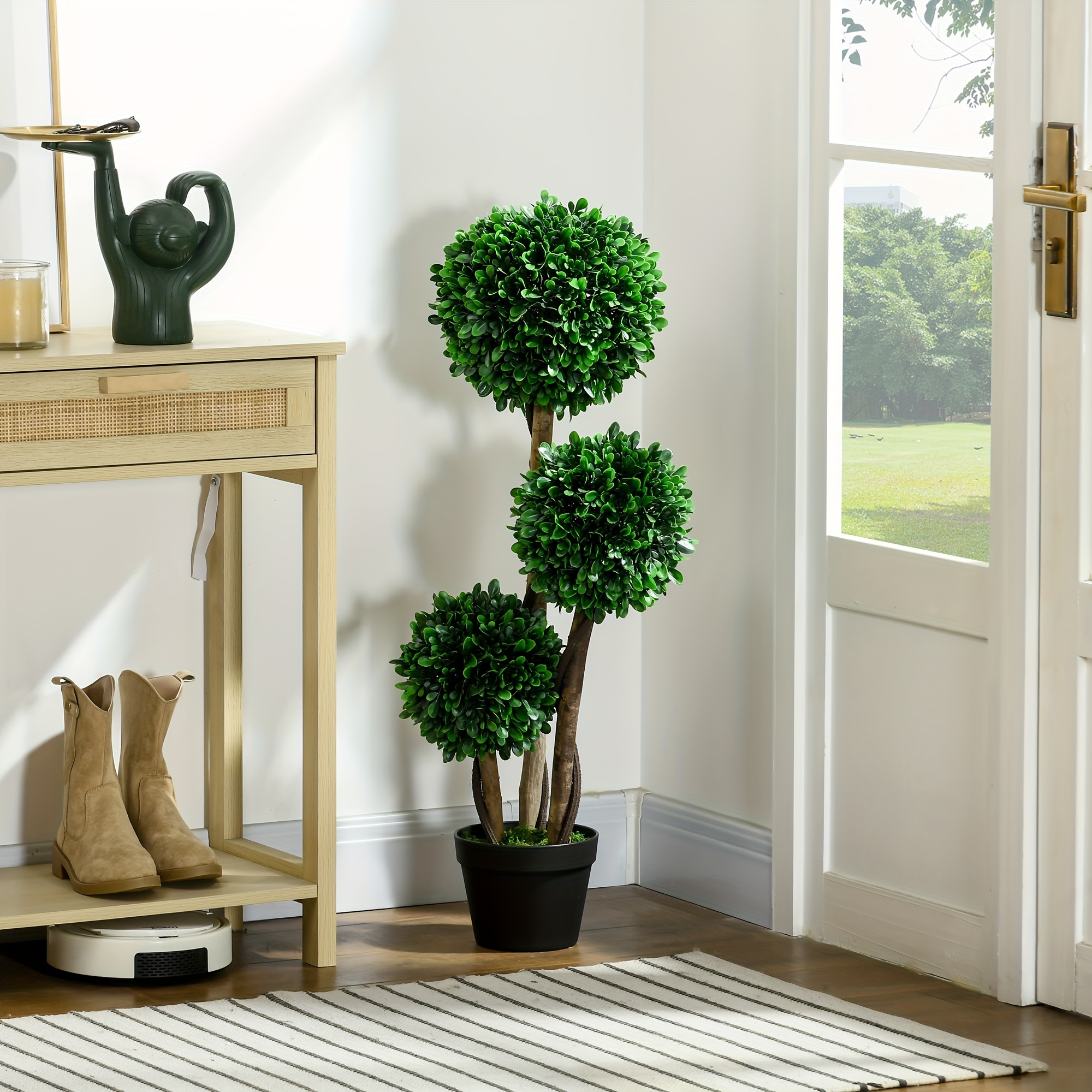 

Homcom 3ft/35.5" Artificial 3 Ball Boxwood Topiary Tree With Pot, Indoor Outdoor Fake Plant For Home Office, Living Room Decor