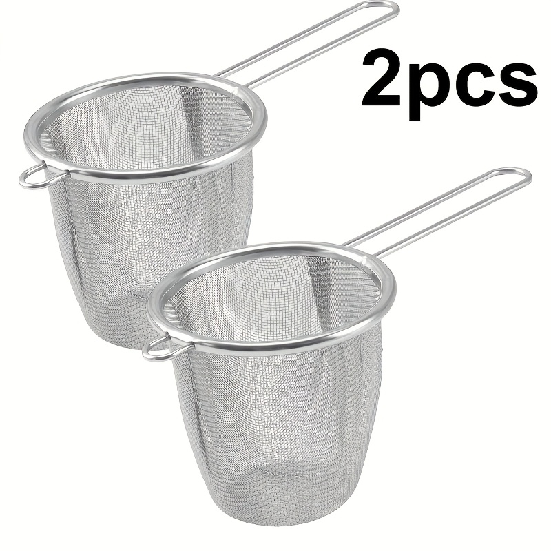 TEMU 2pcs Stainless Steel Tea Strainers, Mesh Filter For Loose Leaf Teas And Spices, Durable Metal Infuser Suitable For Various Cup Types, Kitchen