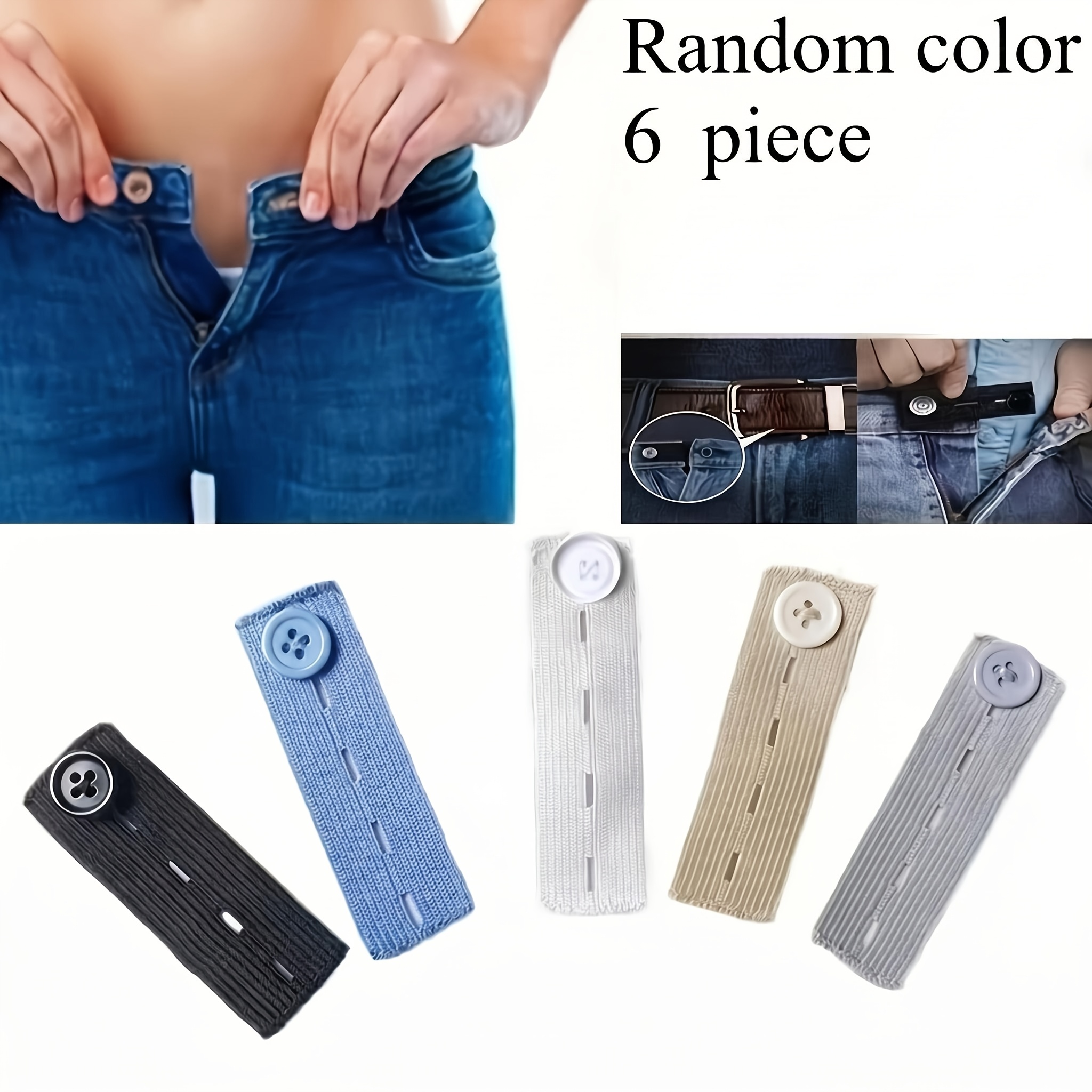 TEMU 6pcs High-elastic Waistband Extender Buttons, Random Colors, Instant Waistband Adjuster, Waistband Expansion Extension Accessories, Unisex ,