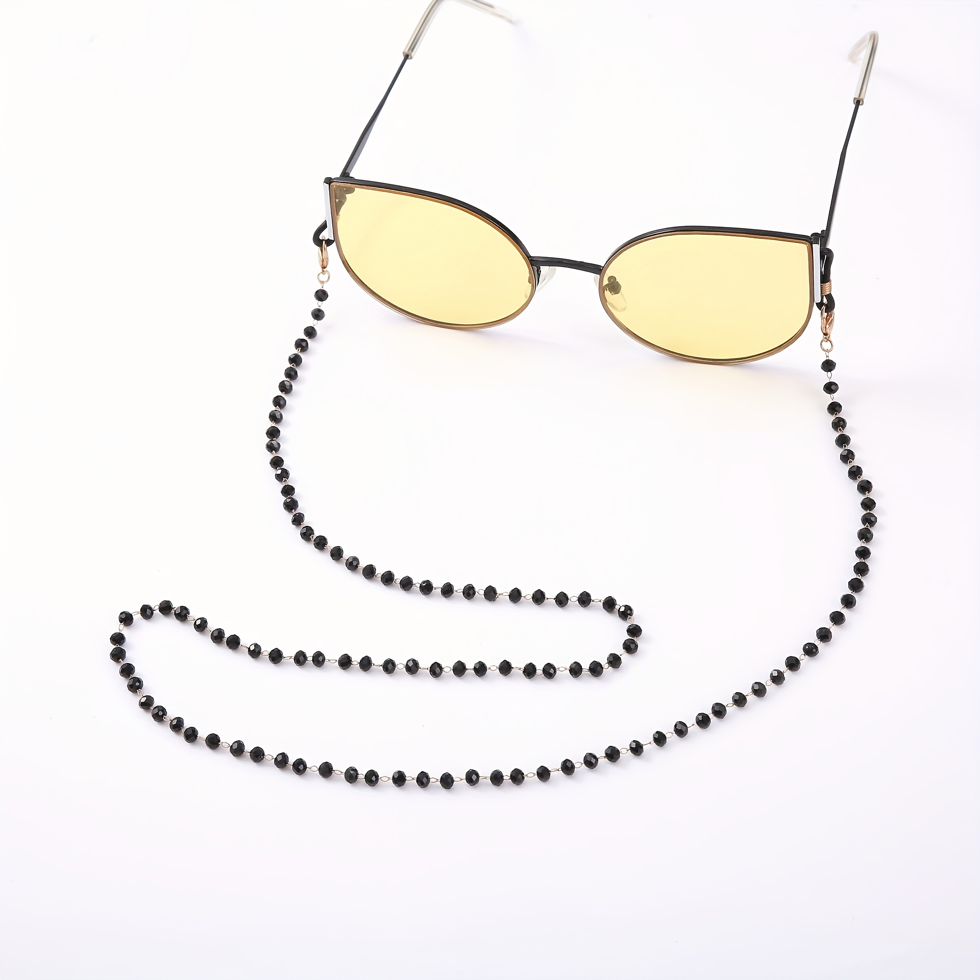 1 Vintage Gothic Style Black Beaded Alloy Women's Eyeglass Chain For Parties, Gatherings, Vacations