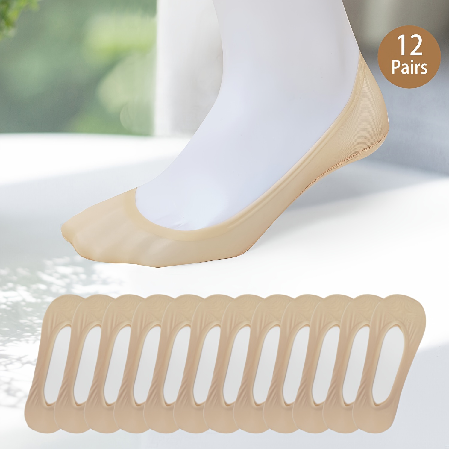 

12 Pairs Solid No Show Socks, Breathable & Comfort Invisible Socks, Women's Stockings & Hosiery