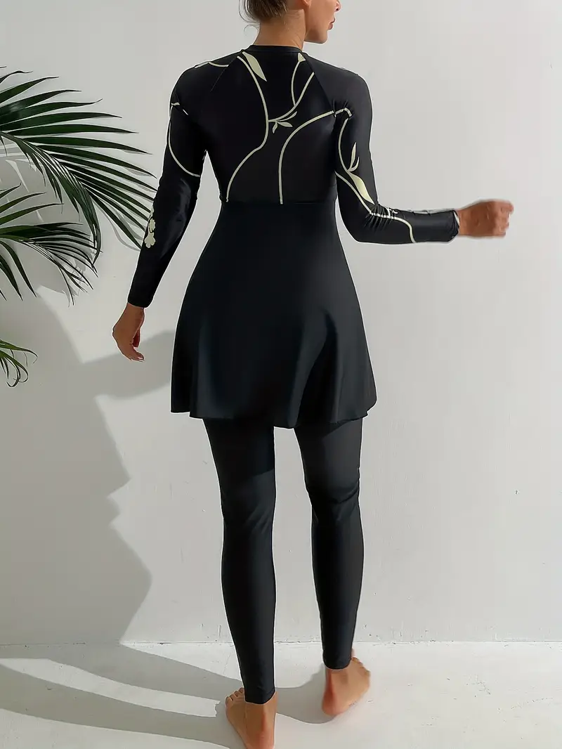 swimming dress long sleeve ABOCIW Rash Guard Swim Dress for Women One Piece Swimsuit Tummy Control Bathing Suit Long Sleeve Swimdress with Shorts Modest Swimwear Blue S at Amazon Women's Clothing store