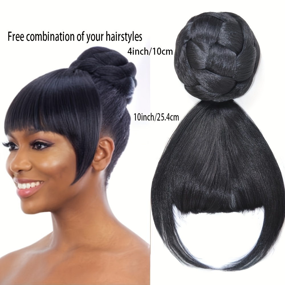 1pc   lady elegant clip on fringe wig   straight synthetic   resistant lightweight 25g 8 inches natural look with sideburns suitable for all ethnic groups thanksgiving gift   gifting details 5
