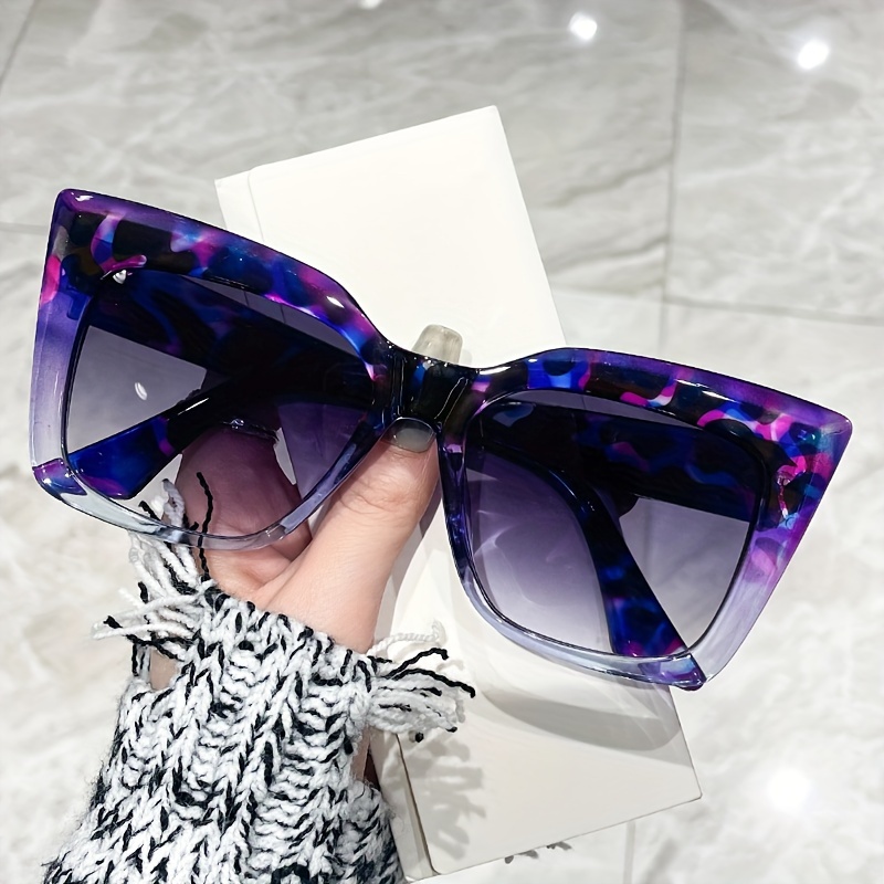 

Purple Floral Lady Fashion Glasses With Sturdy Metal Hinges Pc Transparent Frame For Daily Decoration