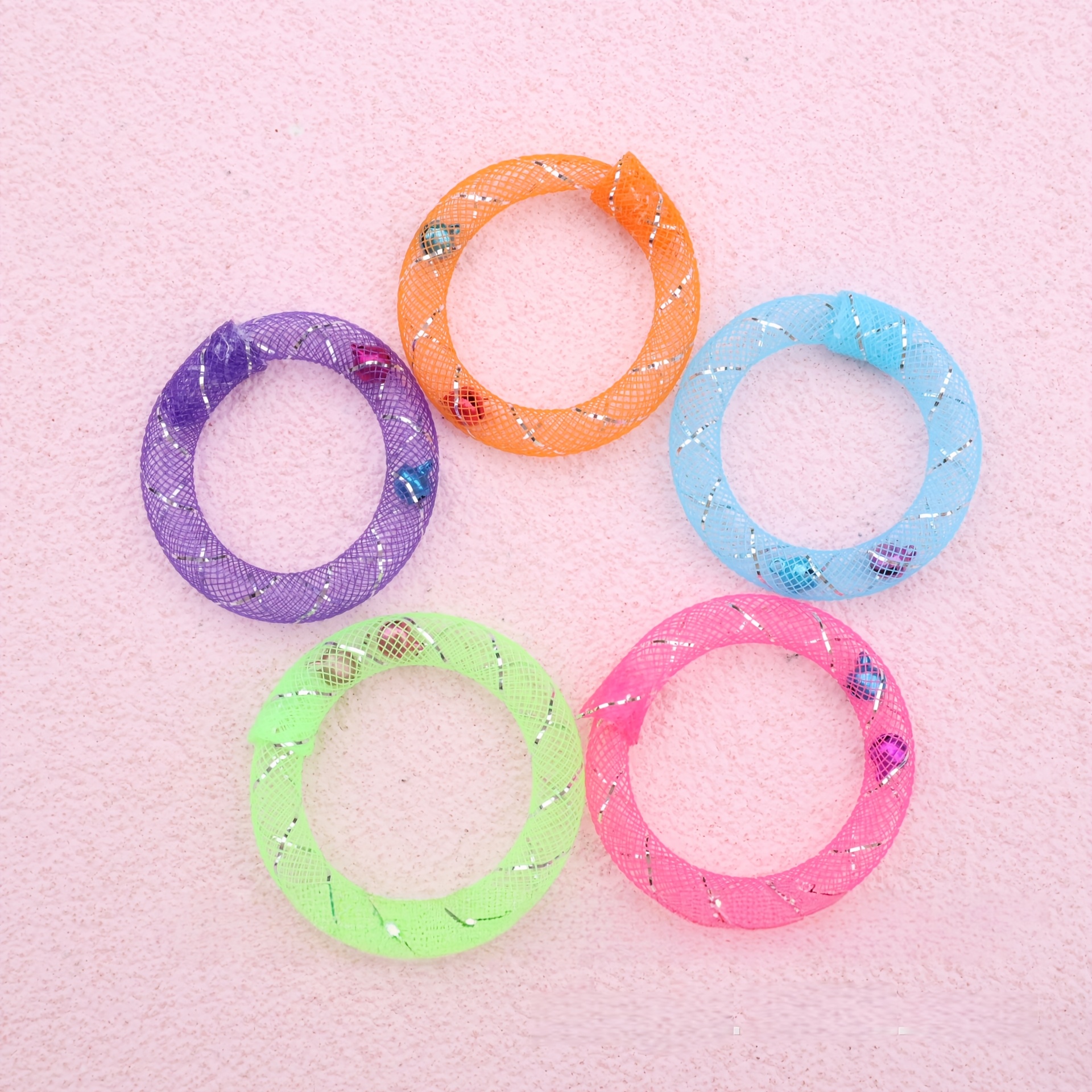 random color 2pcs cat toys soft mesh tube cat self entertainment donut bell   self entertainment boredom relief chewing toy suitable for all cats to play without battery Product details 1