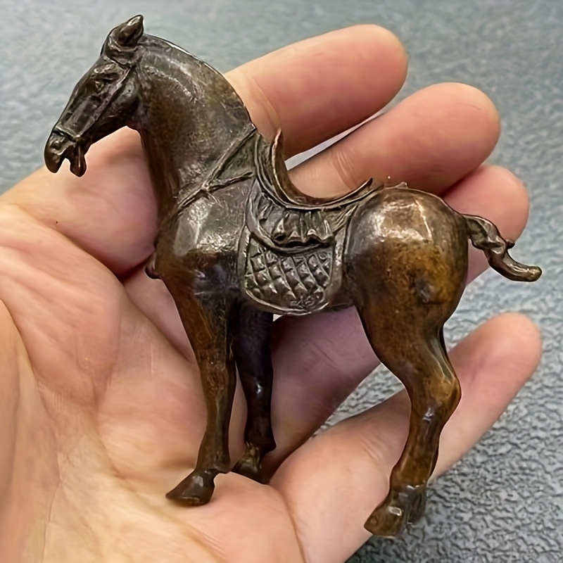 デスクトップ装飾 レトロ中国風天然石彫刻動物馬デスクトップ装飾