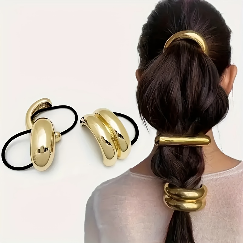 

Ensemble de 3 Élastiques à Cheveux en Style Punk - Couleurs Mixtes Minimalistes avec Design Pailleté & Creux, Attaches de Queue de Cheval Élastiques -Rondes pour Femmes - Cadeau d'Anniversaire Idéal