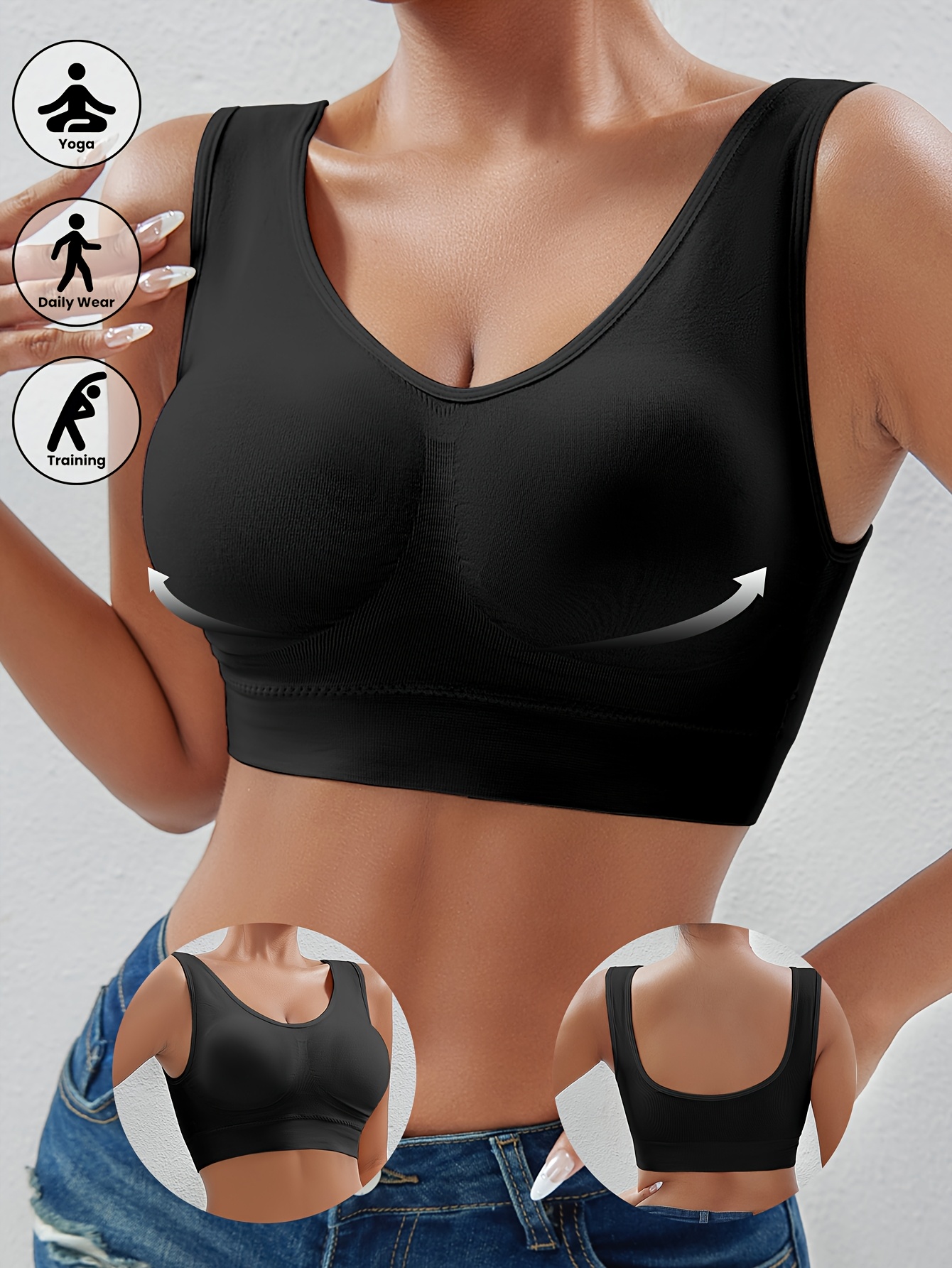 esselegance plus size   wireless s bra cross back seamless design removable pads breathable compression for no underwire machine washable adjustable s bra