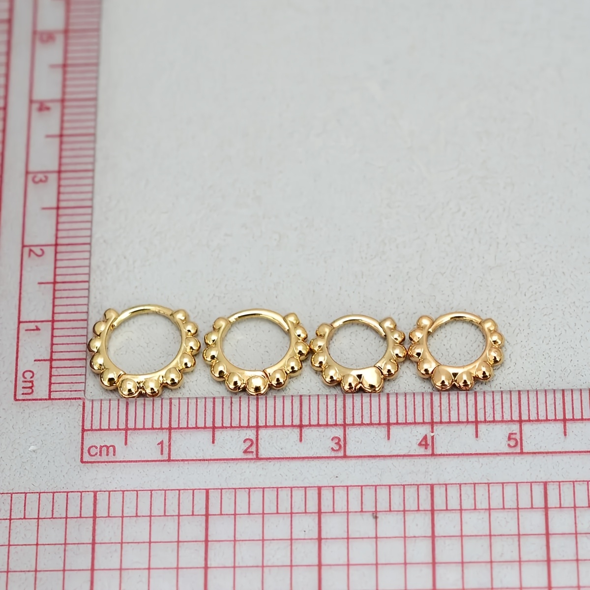 2pcs Tiny Beaded Hoop Earrings for Women, Golden/Silvery Color