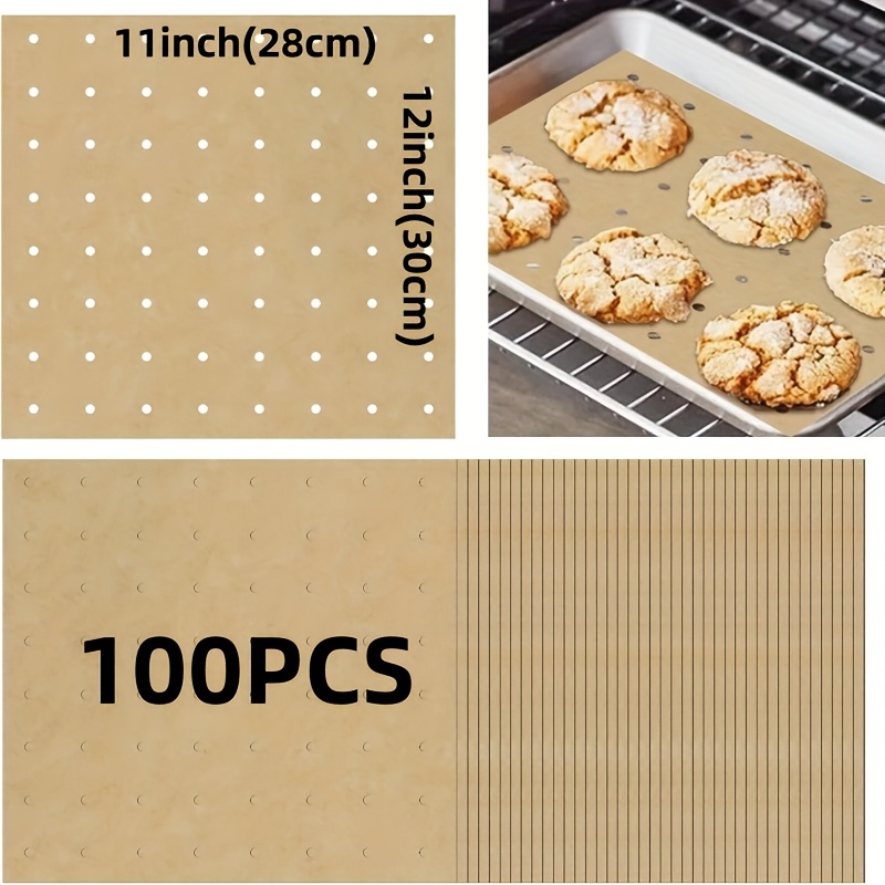 TEMU 50/100pcs Air Fryer Oven Liners 11 X 12inch / 9 X 12inch Disposable Air Fryer Parchment Paper Liners Rectangle Non Stick Parchment Baking Paper