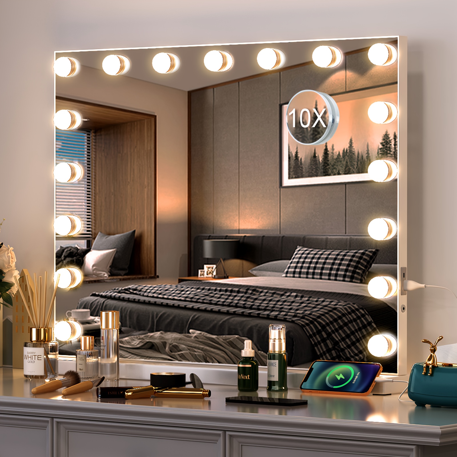 Vanity LED Mirror with Lights and 10X Magnification