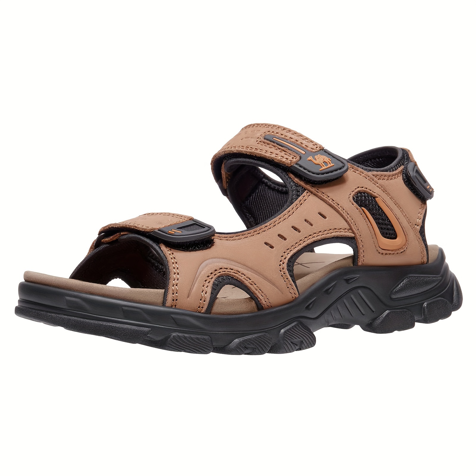 Men\'s Coffee Brown Athletic Outdoor Leather Solid Waterproof Hiking Sandal Shoes Af6369ac6242e44d58d008659f18e8  main image 4