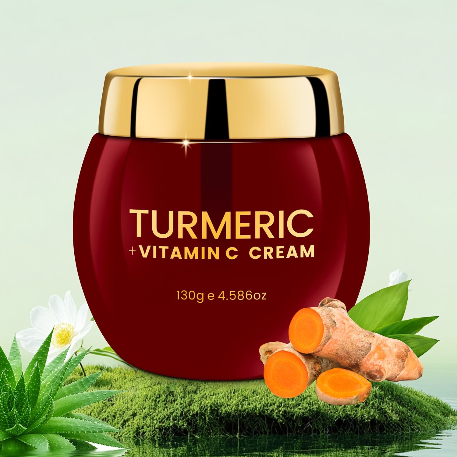 Image of Turmeric Vitamin C Facial Cream - Moisturizes And Nourishes The Skin On , Minimizes Pores With A Non-oily End, Appropriate For Types, Including With Sensitivity